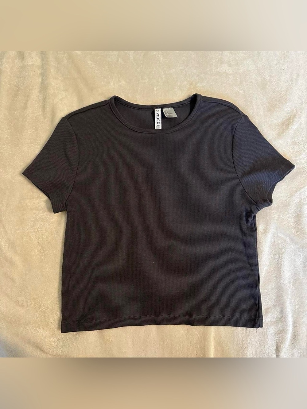 H&M Grey Cropped Short Sleeve Tee